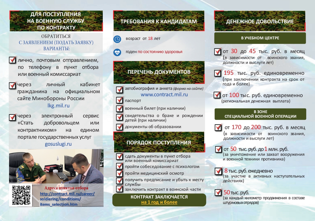Набор кандидатов для прохождения военной службы по контракту в Вооруженные Силы Российской Федерации!.